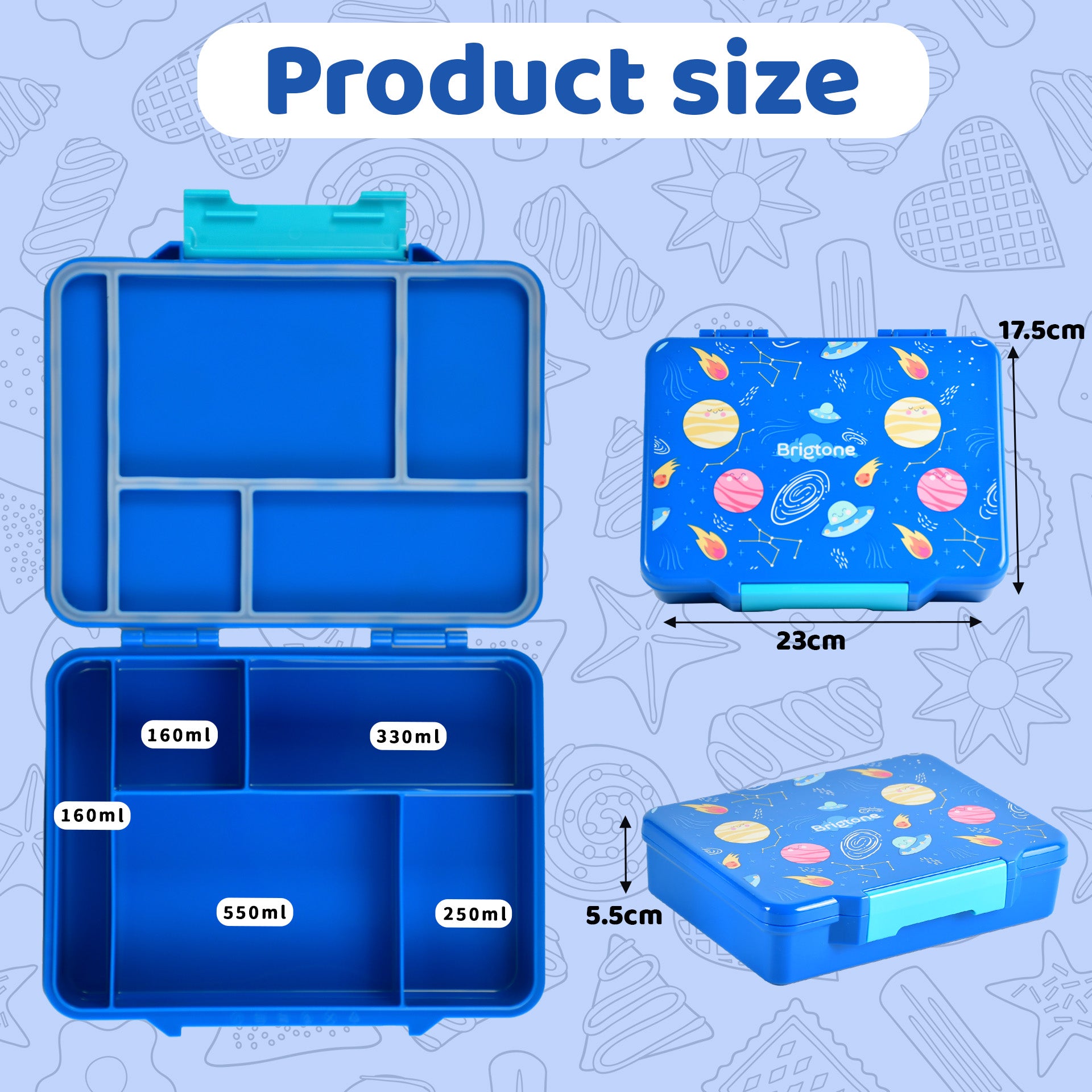 Cosmic Curiosity Bento Lunchbox – Universe Blue – 6 Compartments