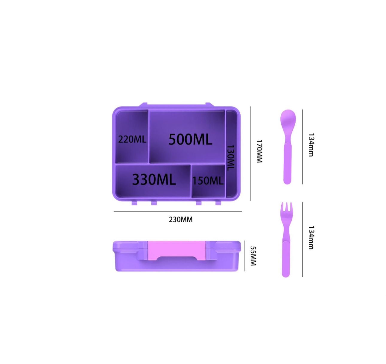 Butterfly Wishes Bento Lunchbox – Little Girl Purple – 6 Compartments